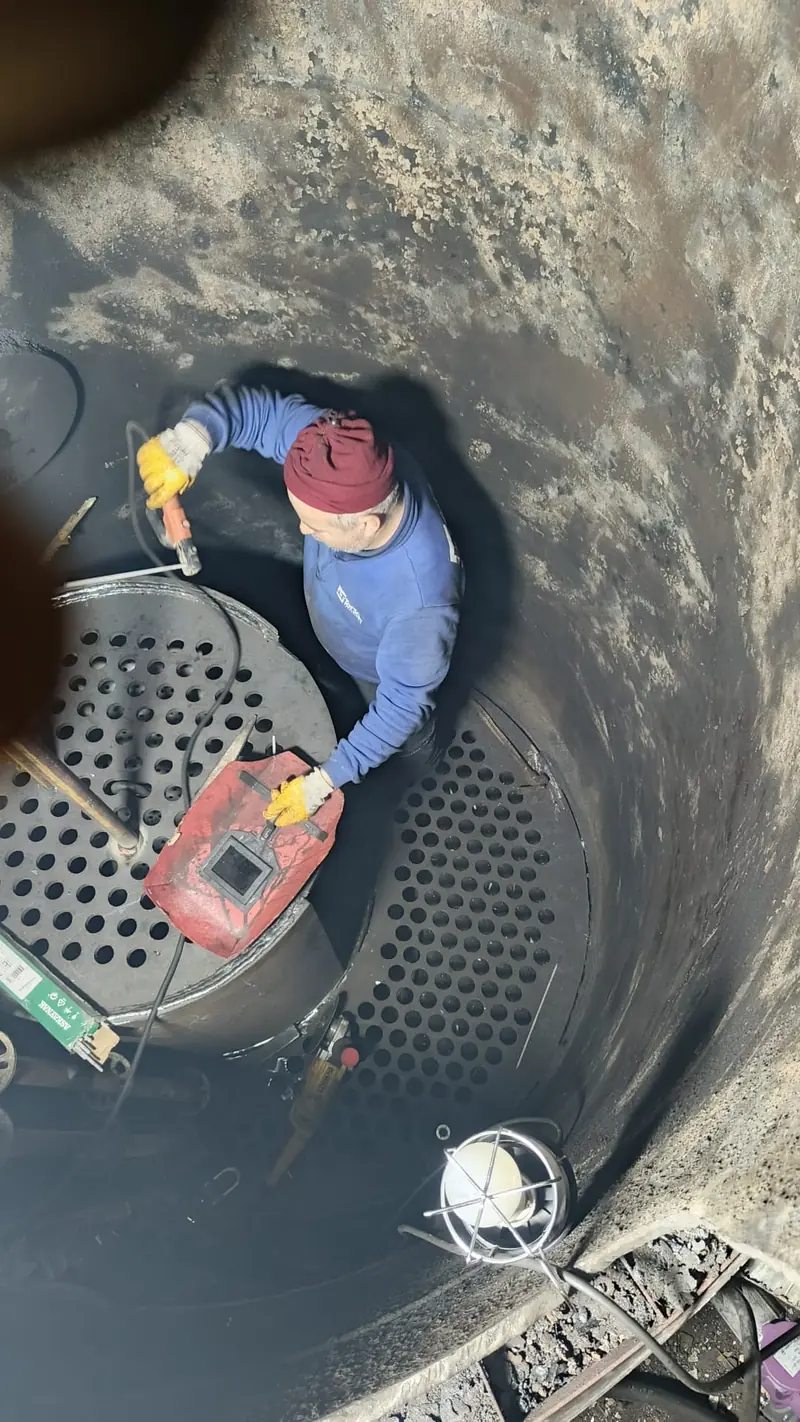 Boru aynası üzerinde çalışma, kazan içinden